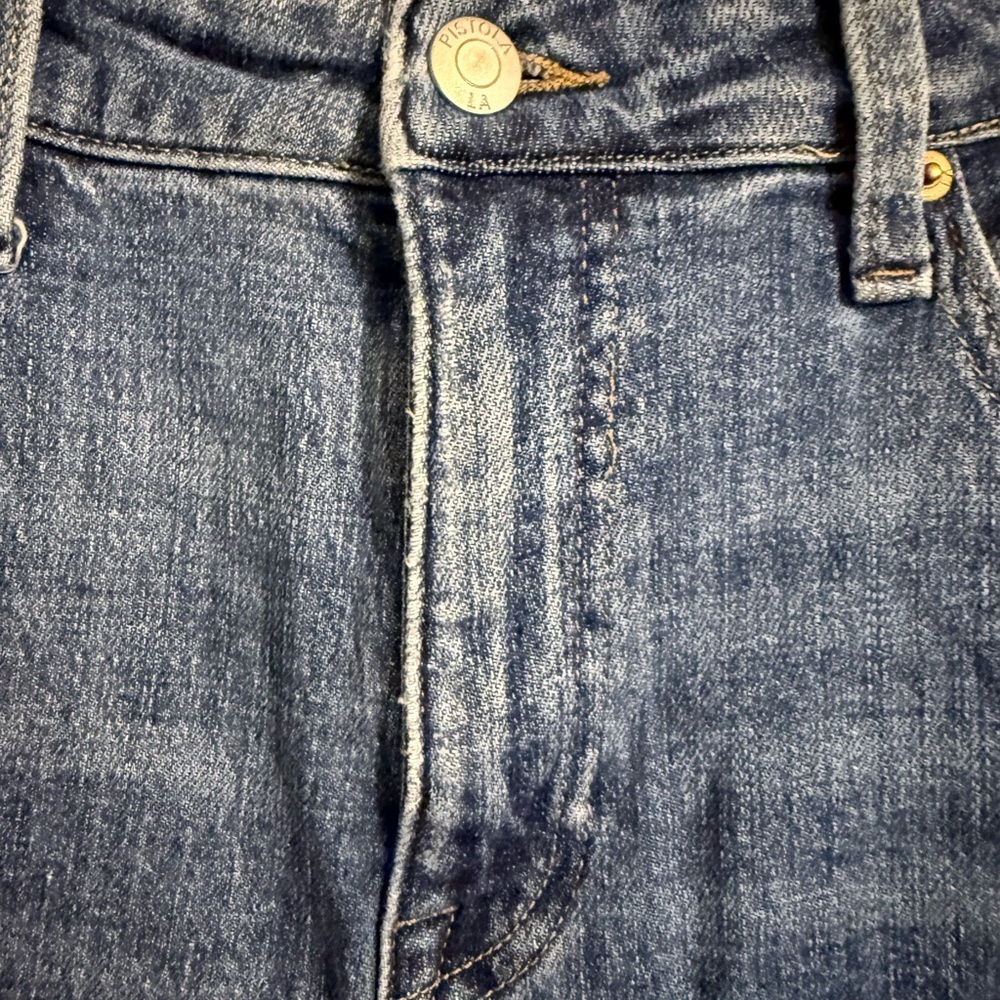 Pistola Demin Dark Blue Straight Leg Mid Rise, Distressed Jeans, Sz 30 X 26 - Picture 3 of 9